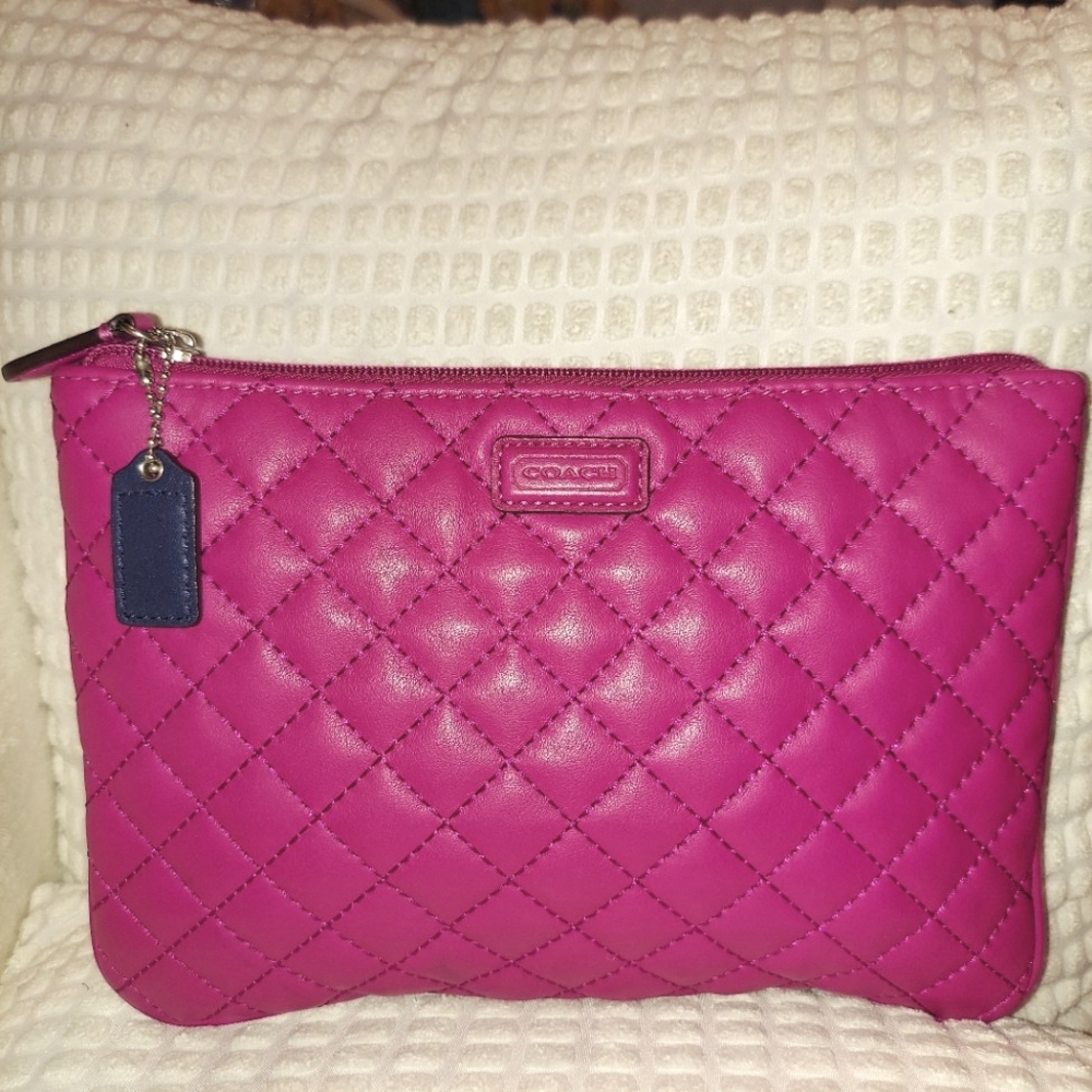 Coach Pink Quilted Leather Pouch Case